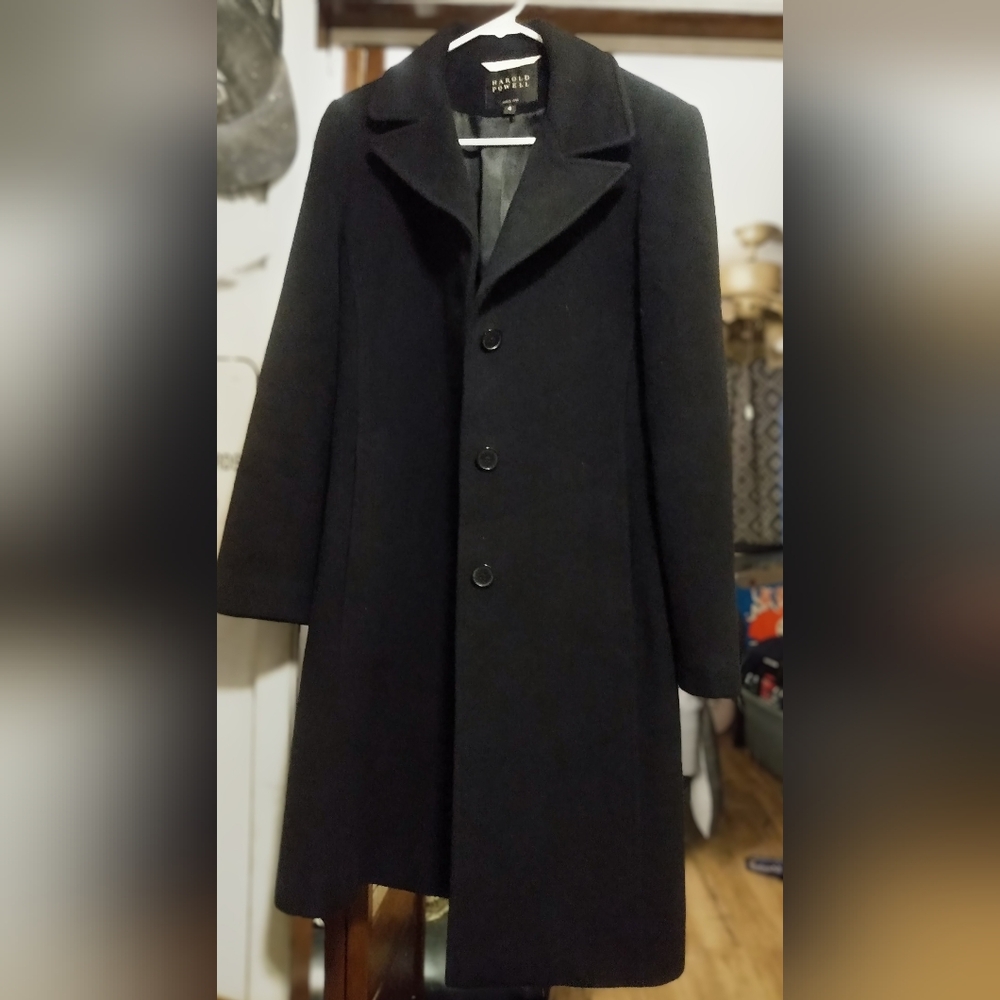 Harold Powell Black Wool Trench Coat